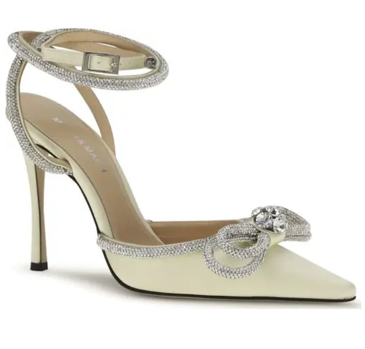 MACH & MACH Yellow Silk High Heel Pumps