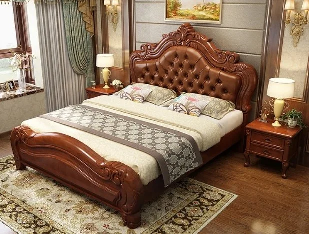 Leather & Wooden Luxury King Size Bed