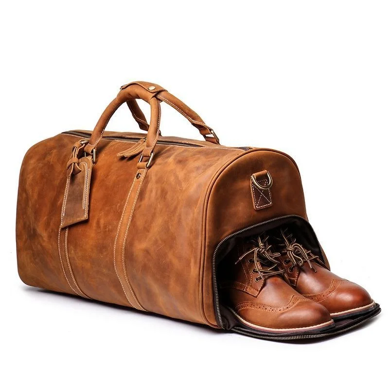 Unisex Retro Genuine Leather Travel Bag