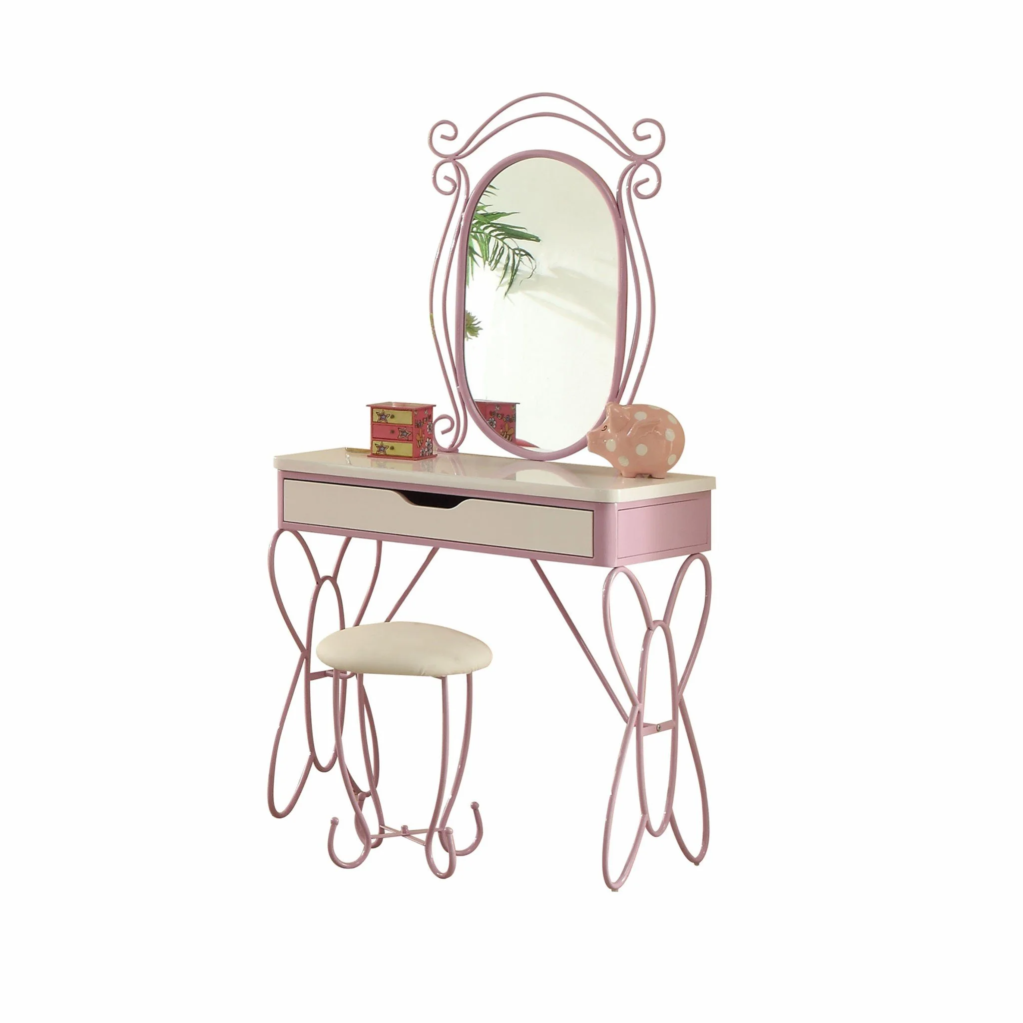Lilac And White Butterfly Design Desk Vanity Dressing Table.jpg