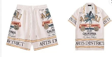 Men's California Art District Premium Summer T-shirt & Shorts 2pcs Set