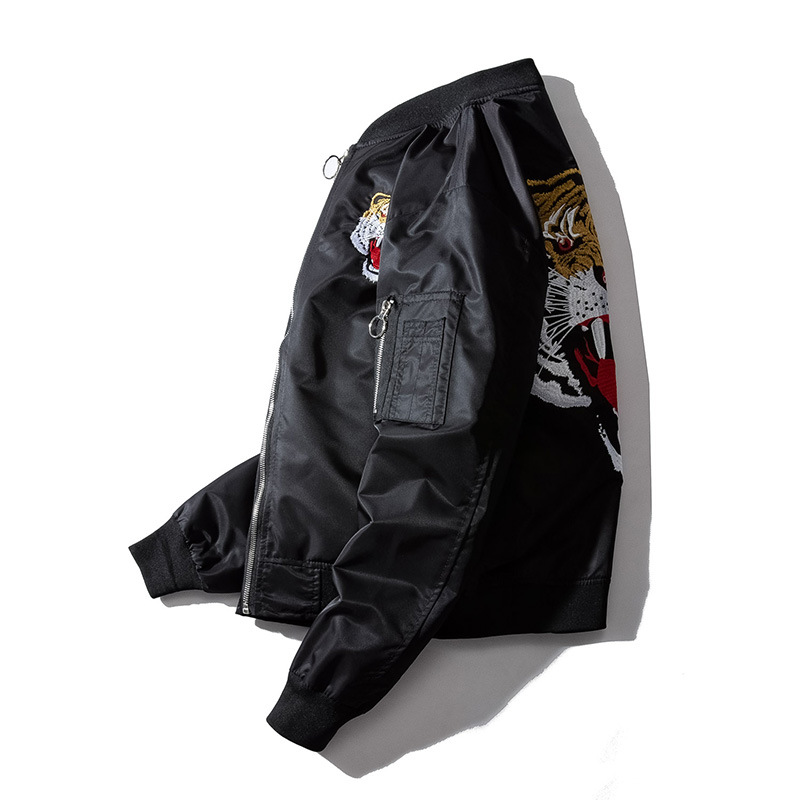 Men’s Tiger Embroidered Cotton Varsity Jacket side view.jpg