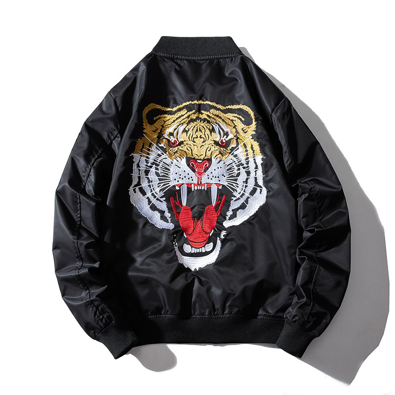Men’s Tiger Embroidered Cotton Varsity Jacket