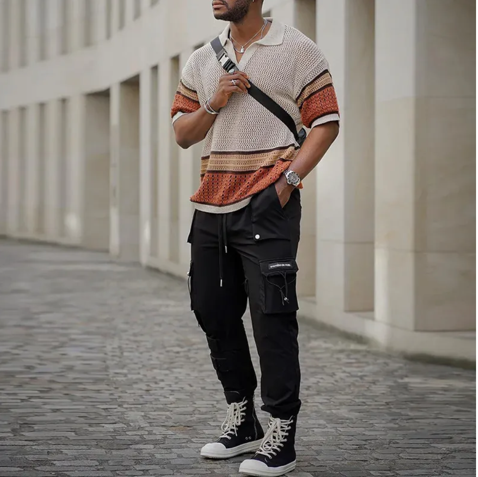 Men’s Wool Short Sleeve Polo Style Summer T-shirt