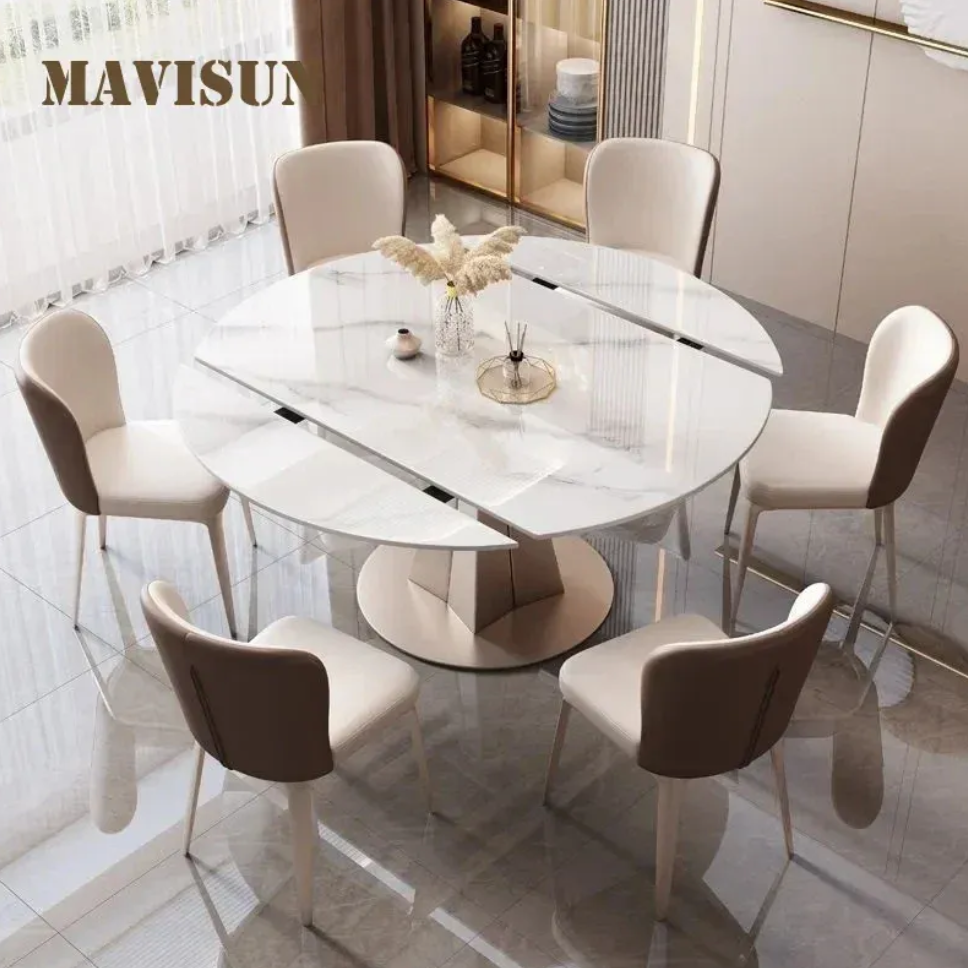 Marble Stone Round Kitchen Table With 6 Seaters.png