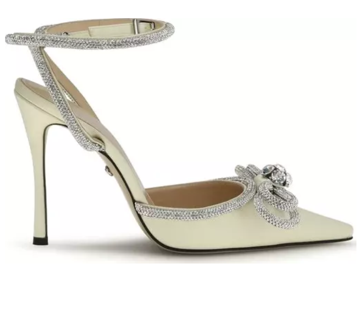 MACH & MACH Yellow Silk High Heel Pumps 3.png