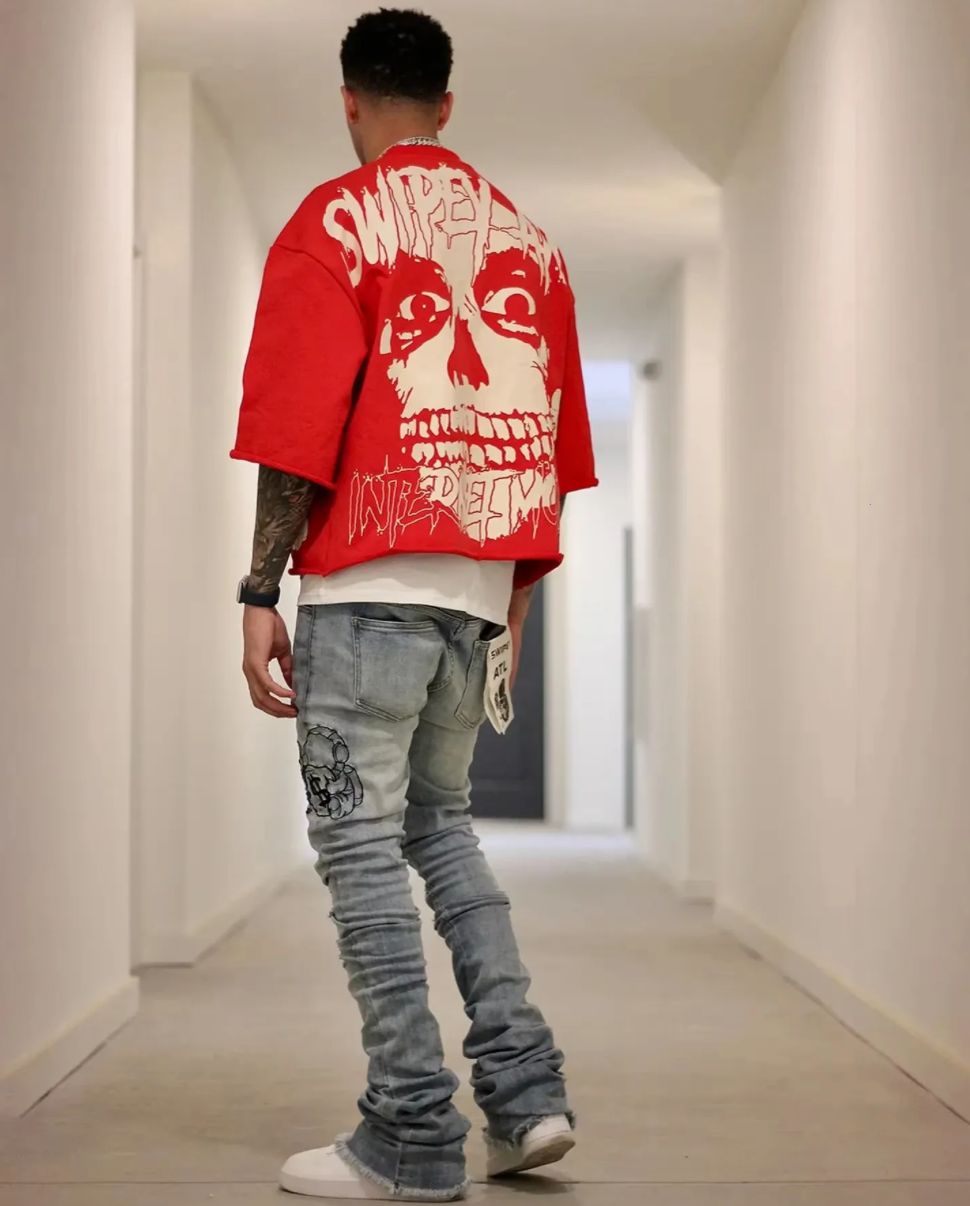 Men's Vintage Gothic Skull Graphic Print T-Shirt