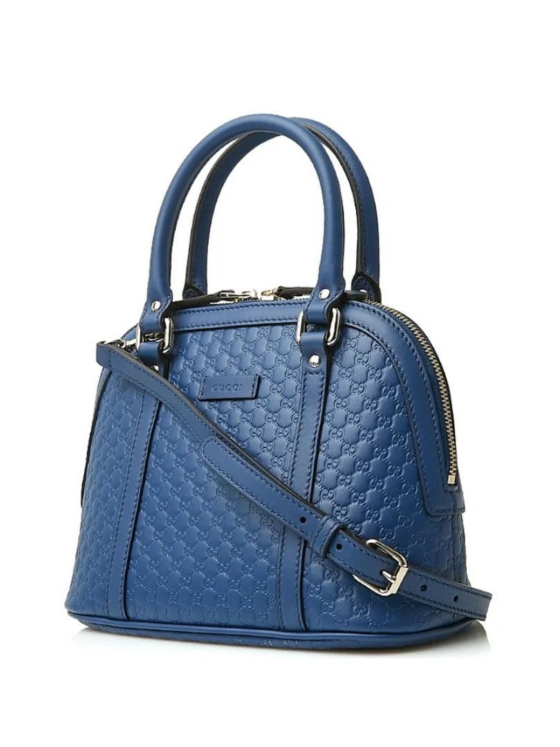 Gucci Guccissima Leather Mini Dome Blue Bag