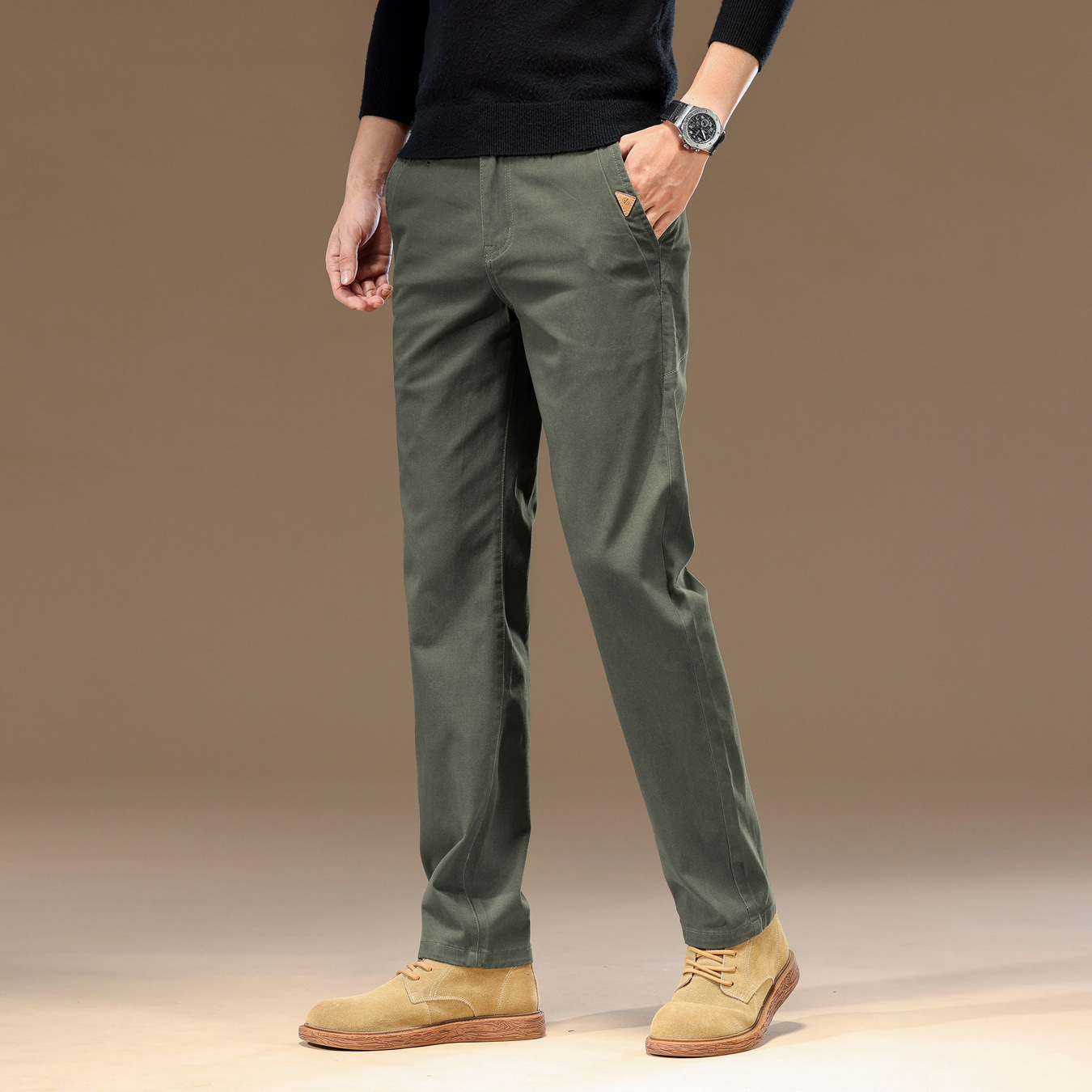 Men's Casual Business Long Cargo Work Cotton Pants