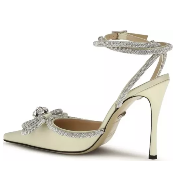 MACH & MACH Yellow Silk High Heel Pumps.png