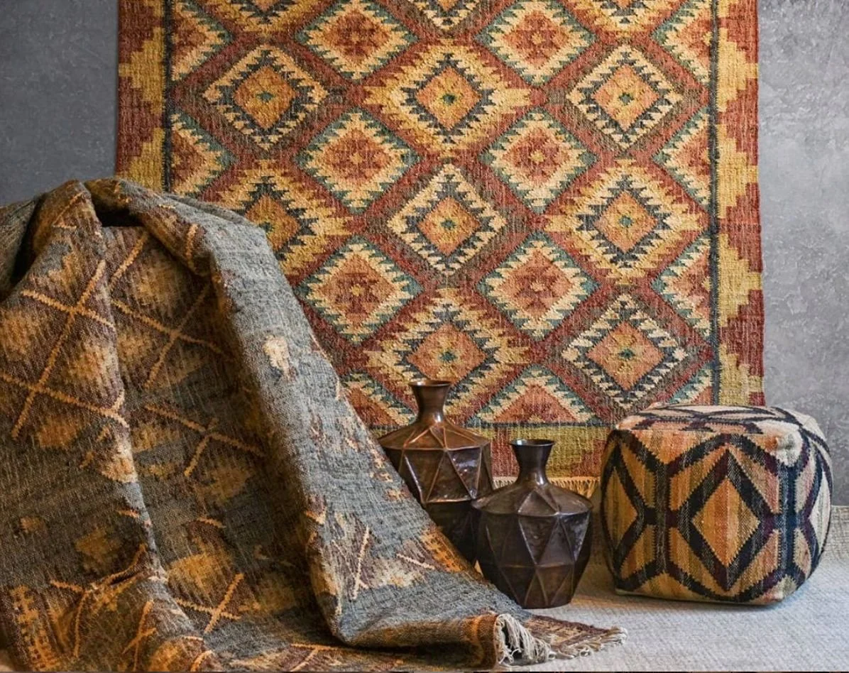 India. Panja Dhurrie. Jute and wool. Rights of The Rug Republic. Accessed via https://ro.pinterest.com/pin/578994095844282520/
