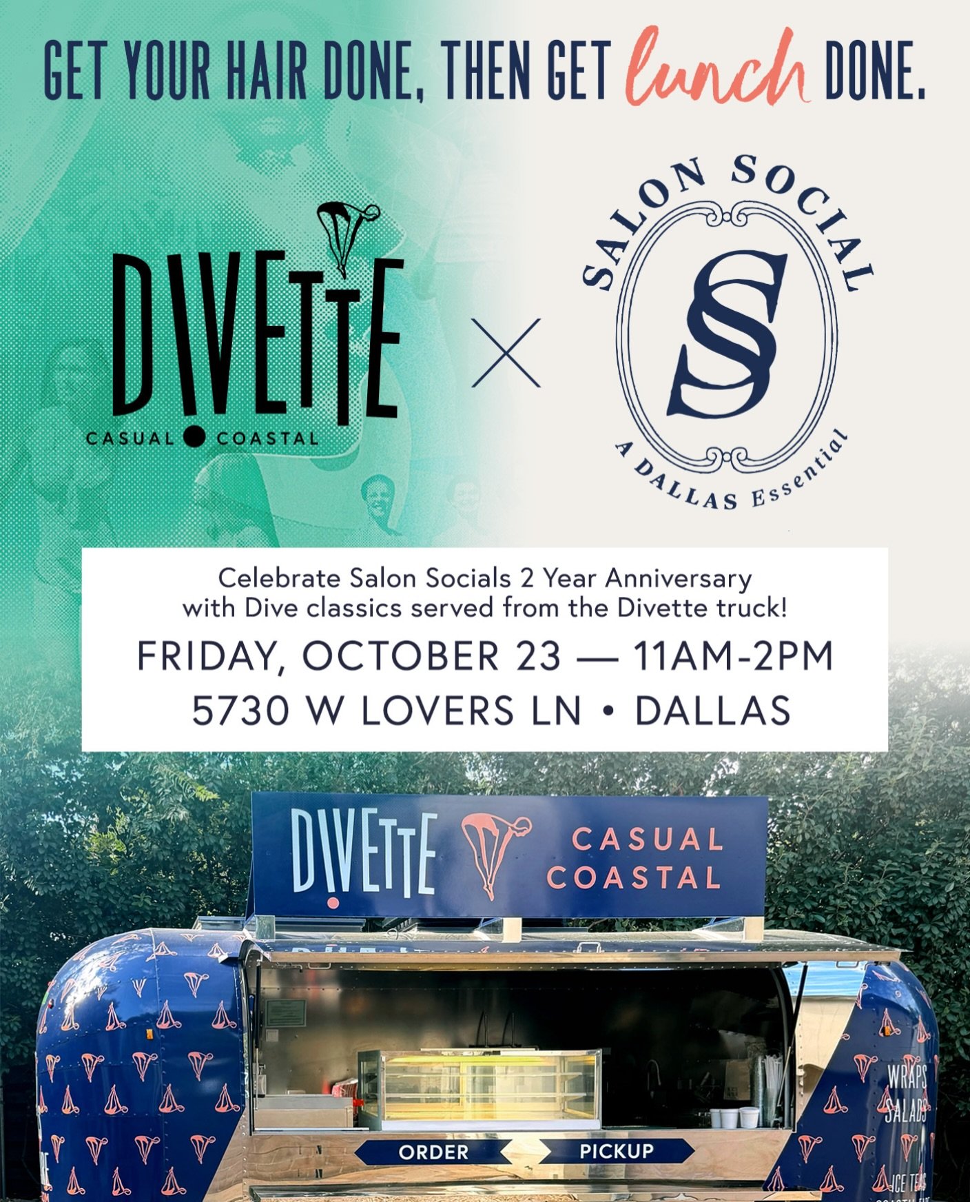 This Friday, help us celebrate Salon Social&rsquo;s 2-year anniversary. Divette is pulling up to Salon Social with DIVE favorites from 11AM&ndash;2PM. Come get your hair done, grab lunch, or just stop by hungry. We&rsquo;ll see you on Lovers 💚

📍 5