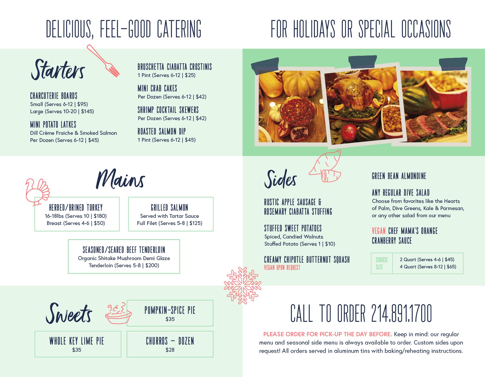 Holiday Catering — Dive Coastal Cuisine