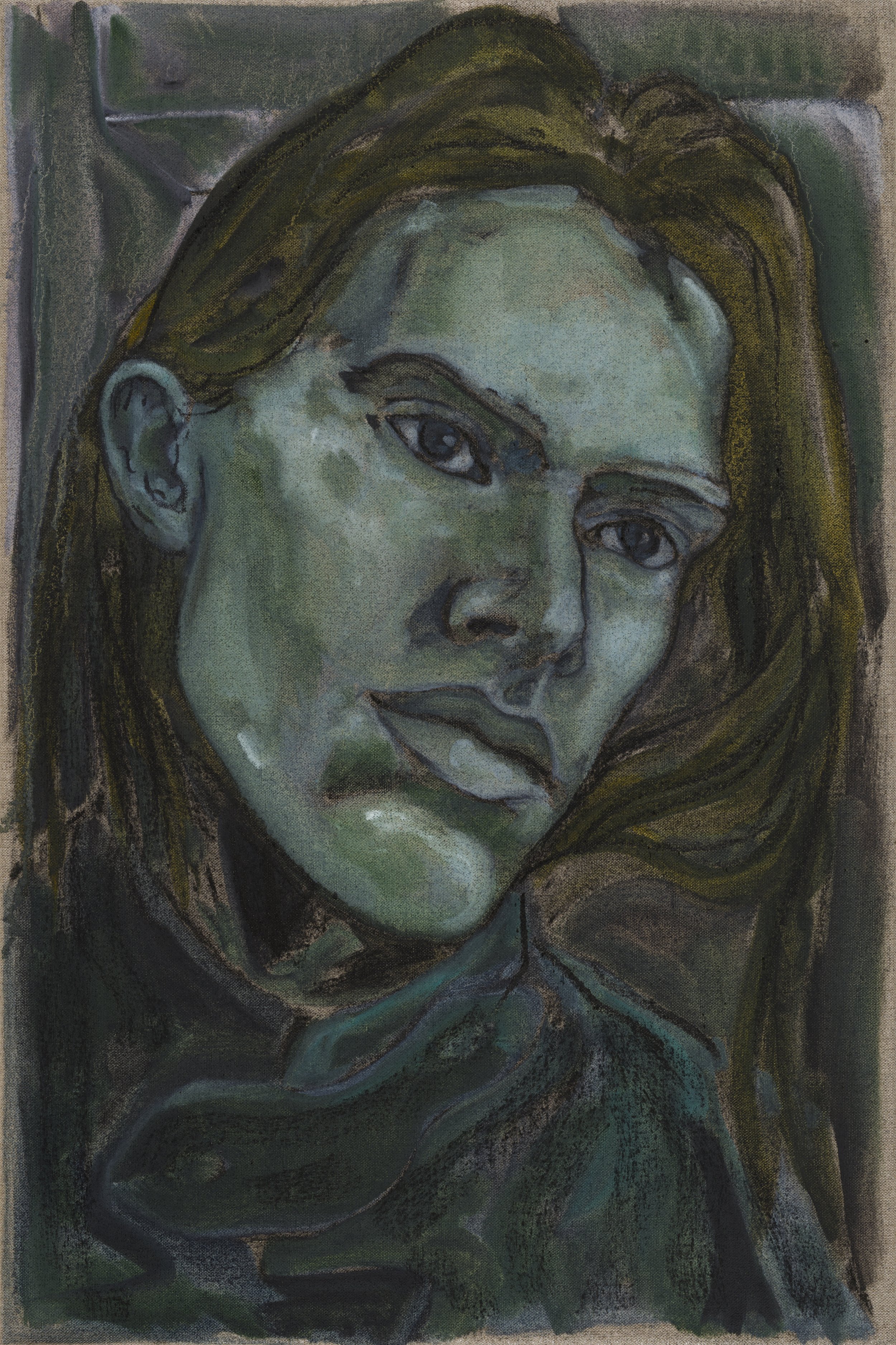 Self Portrait (2026)
Oil and charcoal on linen, 60cm x 40cm