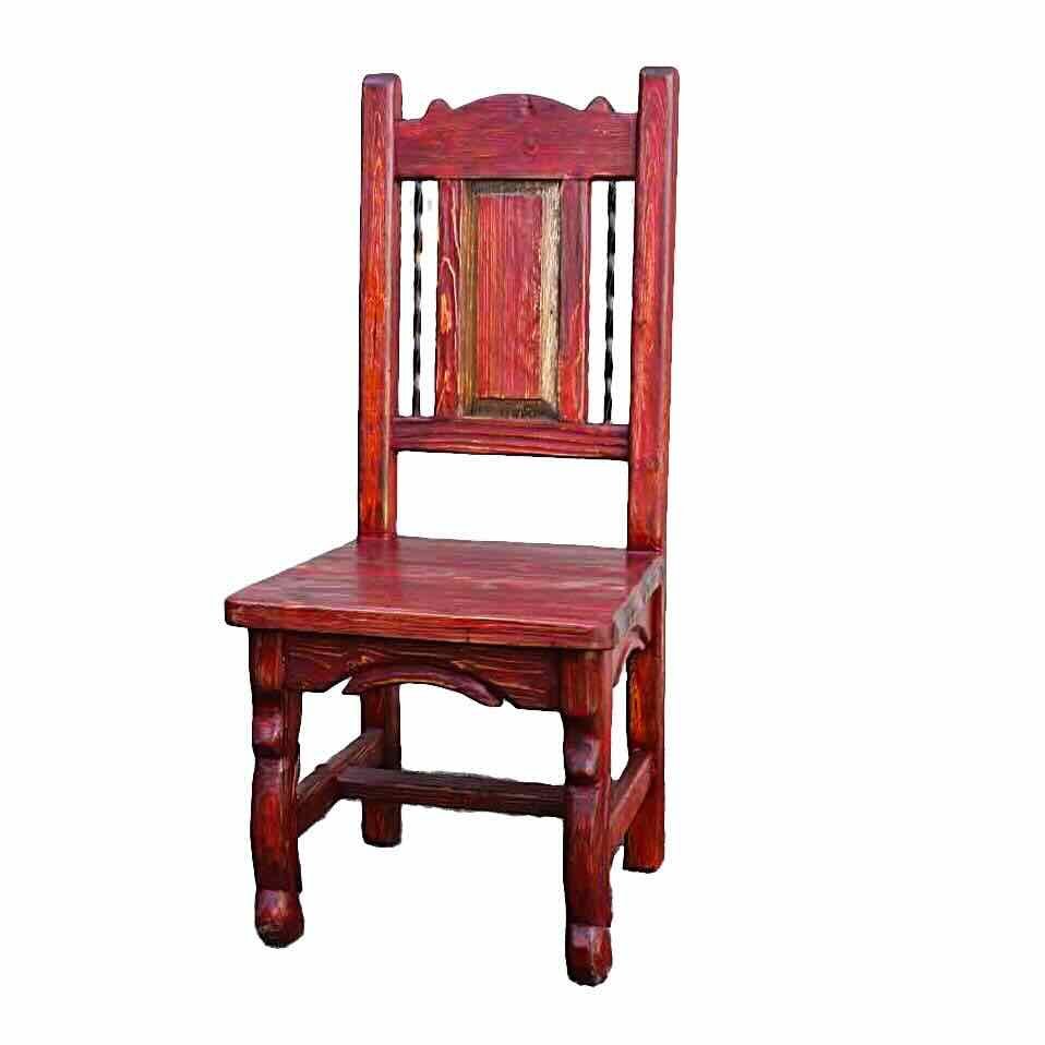 Wooden chair with high backrest and ornate design