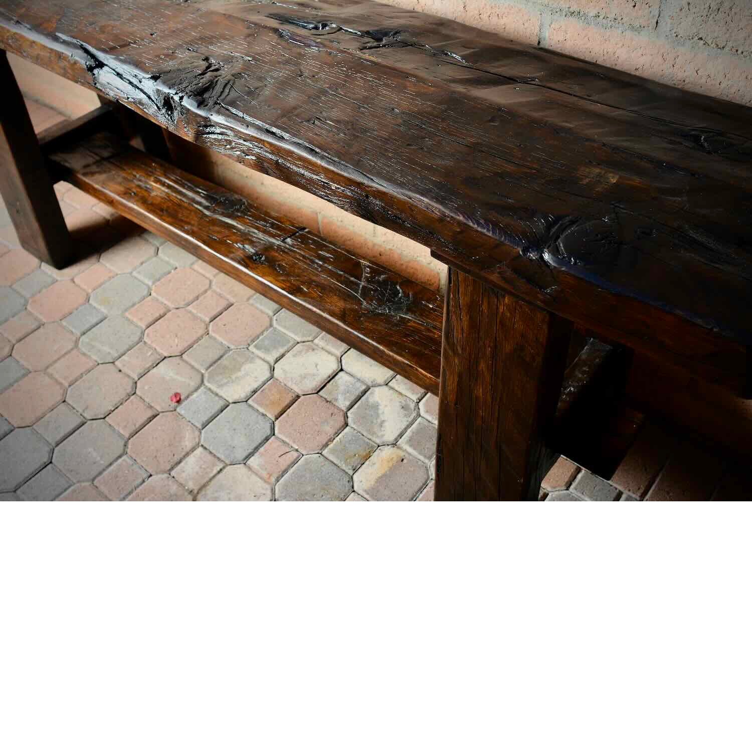 Oak Coffee Table Set —Rustic Furniture Farm House Wood Western