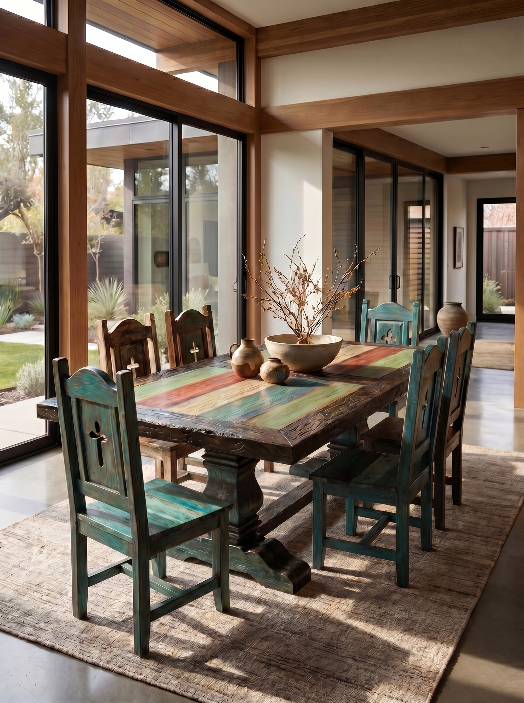 Set Santa Fe Dining Table + Santa Fe Chairs