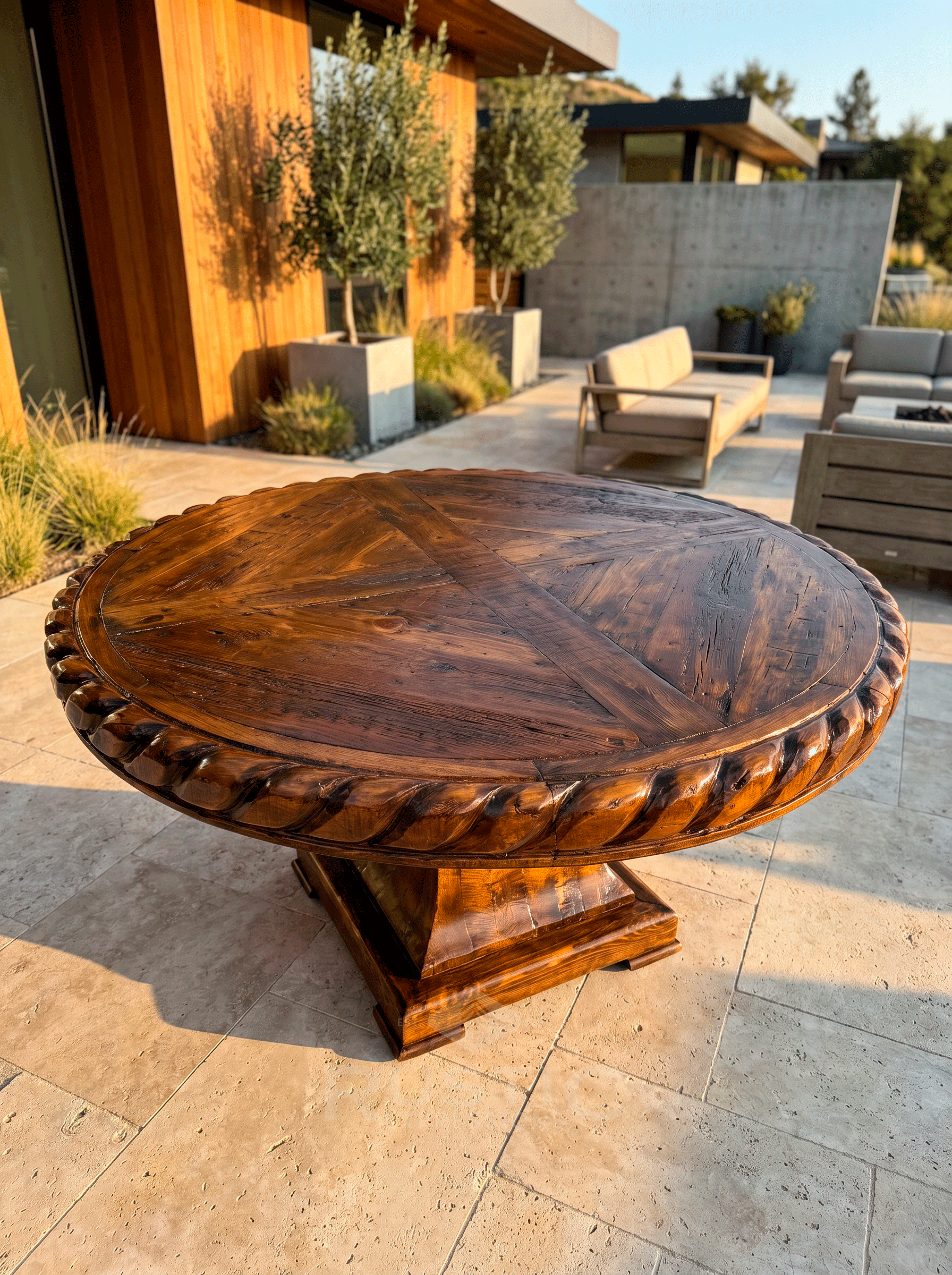 Old Fashion Hacienda Rope Edge Dining Table (2).gif