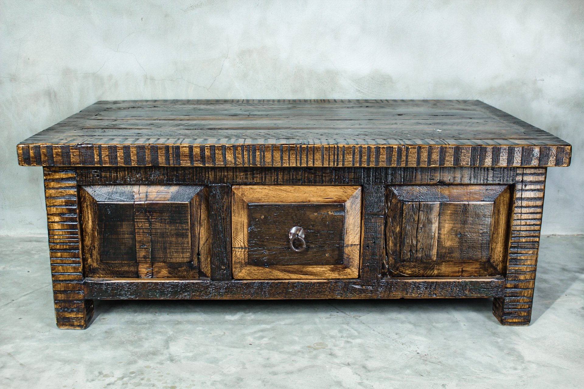 Oak Coffee Table Set —Rustic Furniture Farm House Wood Western