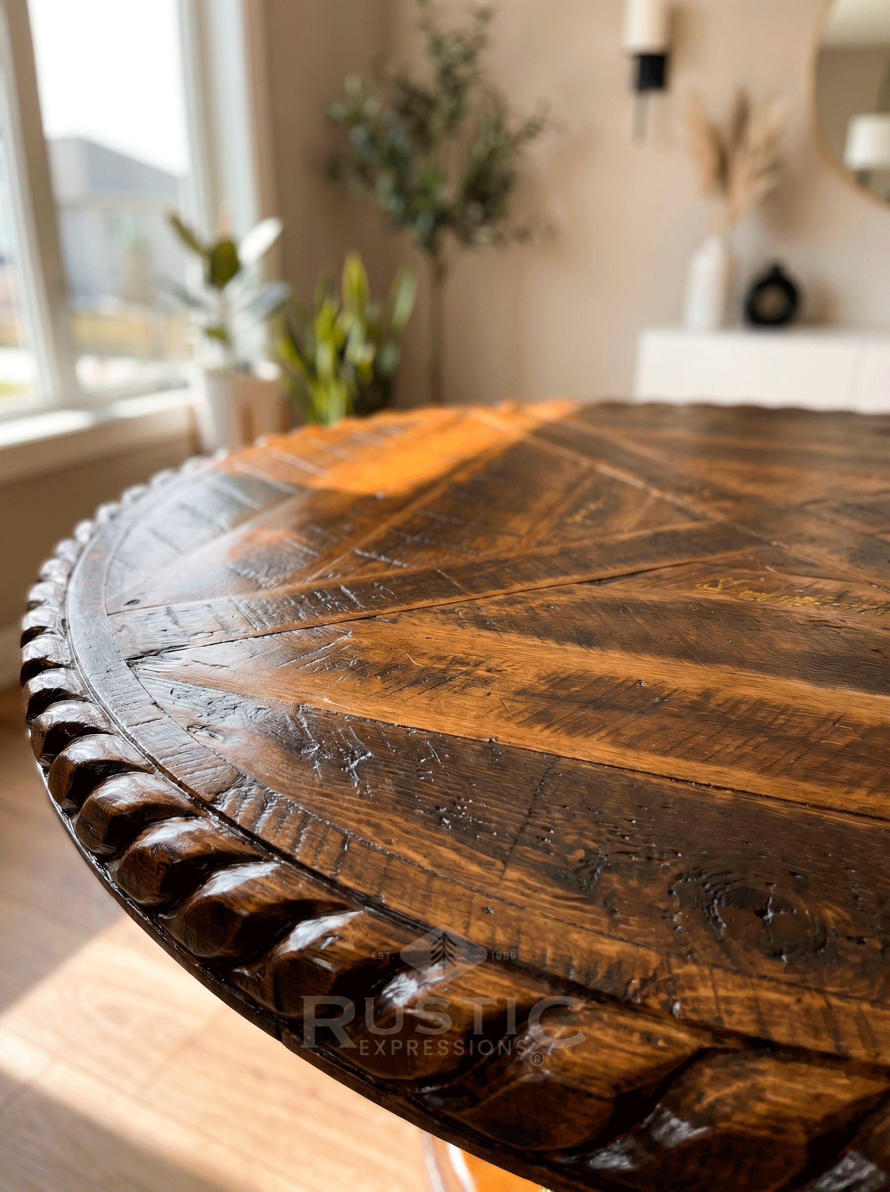 Old Fashion Hacienda Rope Edge Dining Table (8).gif