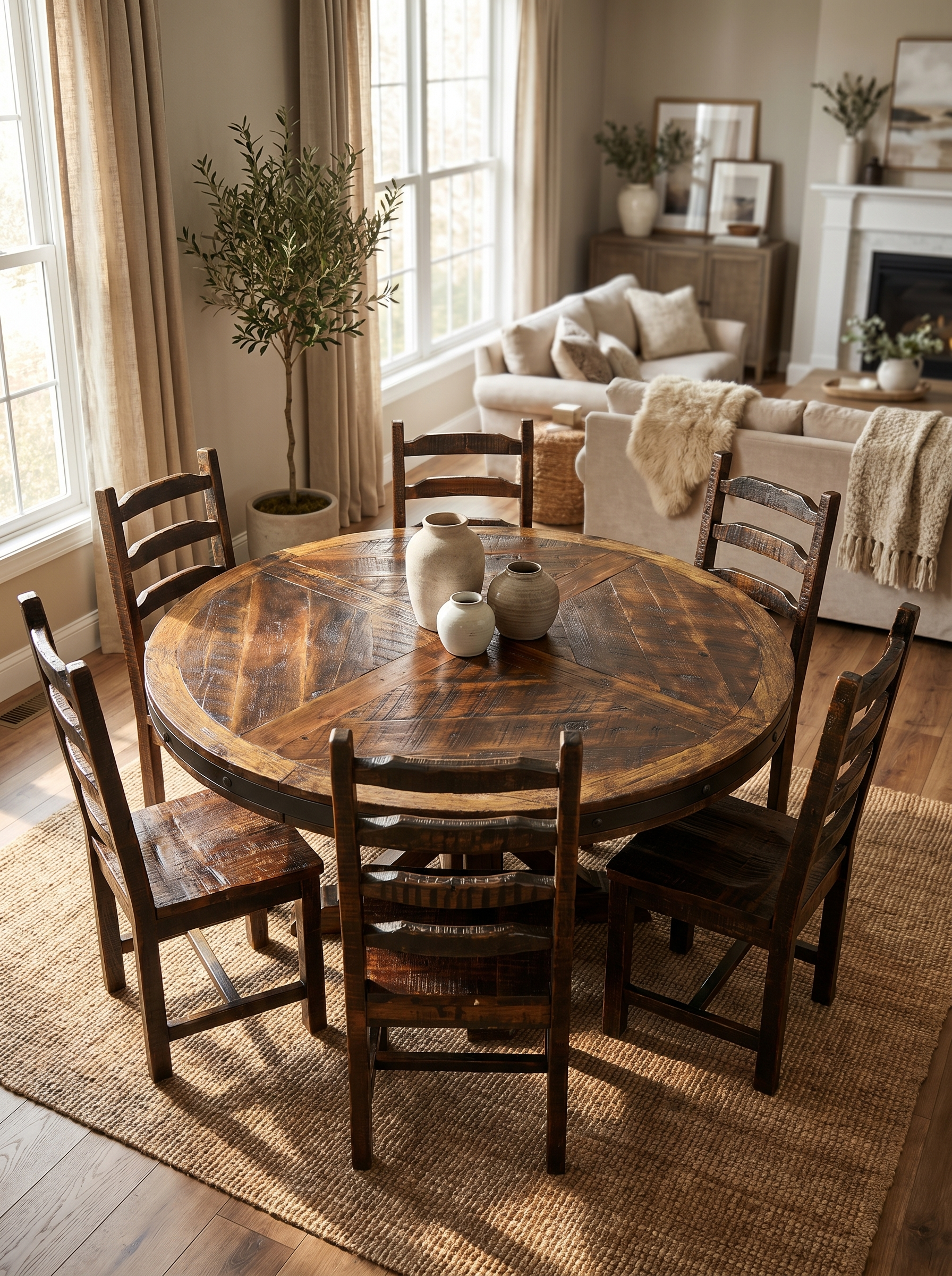 Set Old Fashion Hacienda Dining Table  + Sonora Old Fashion Chairs