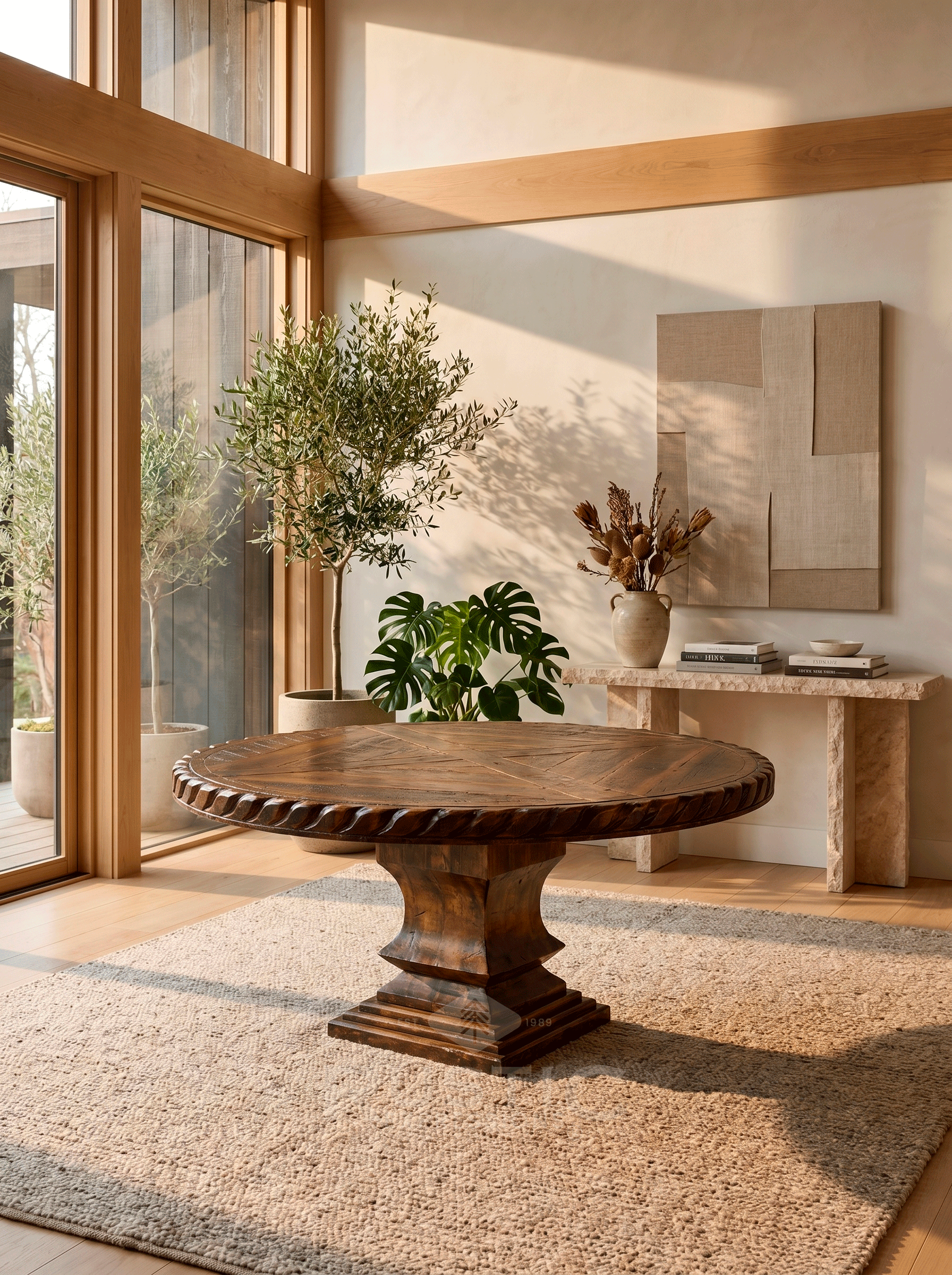 Old Fashion Hacienda Rope Edge Dining Table (1).gif