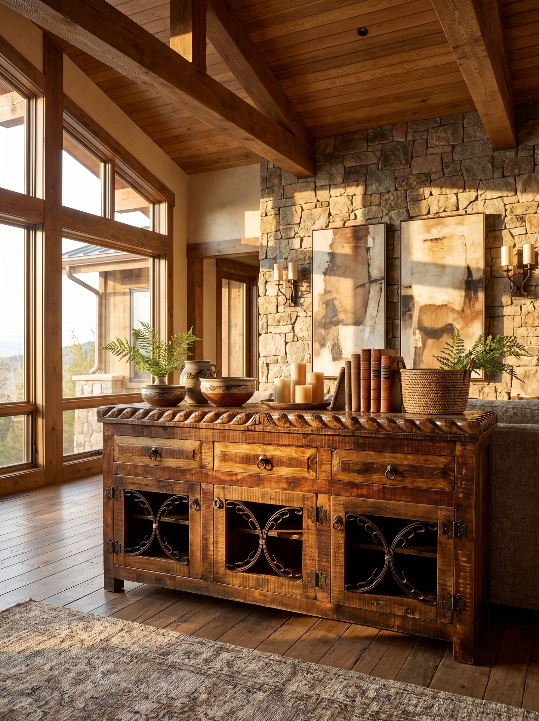 Metal Scroll Buffet With Rope Top2.png