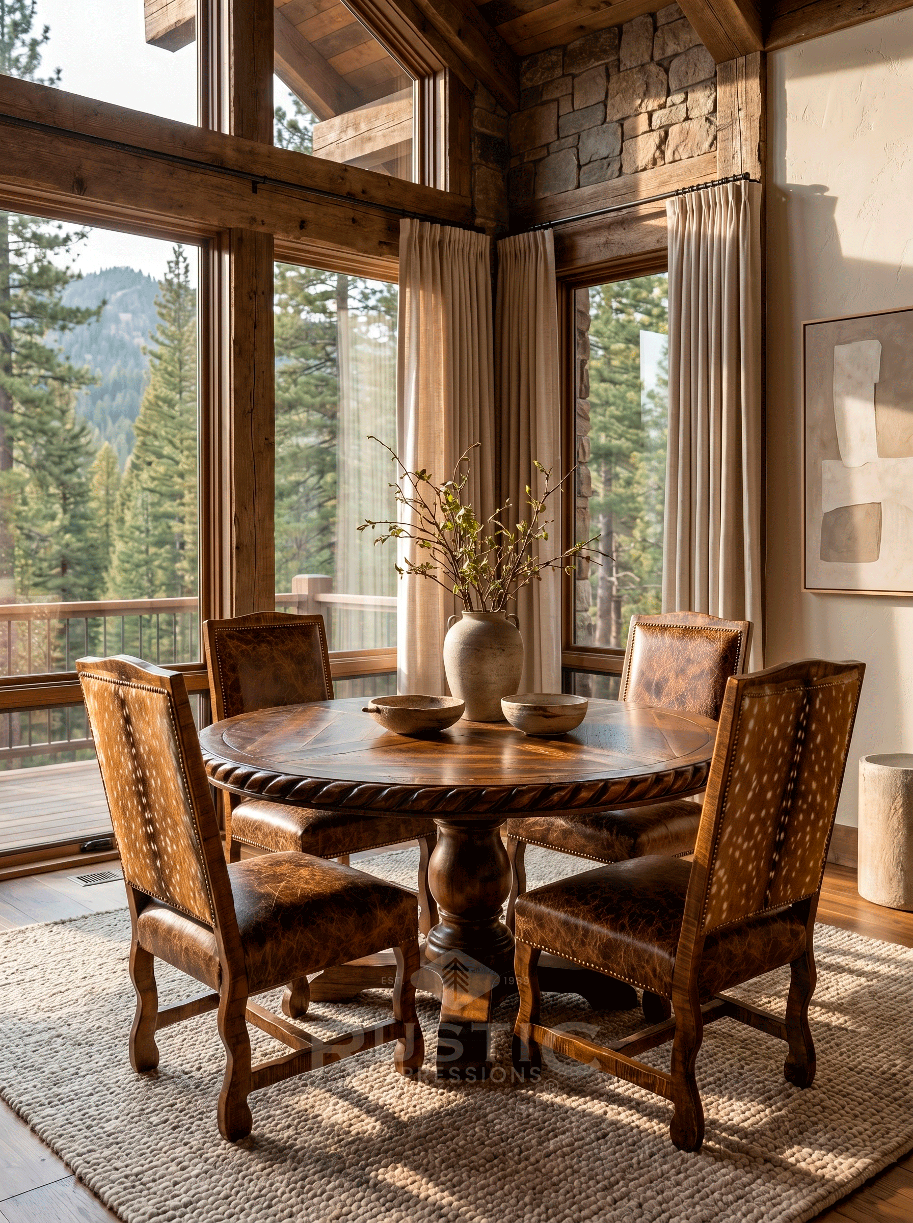 Old Fashion Hacienda Rope Edge Dining Table (5).gif