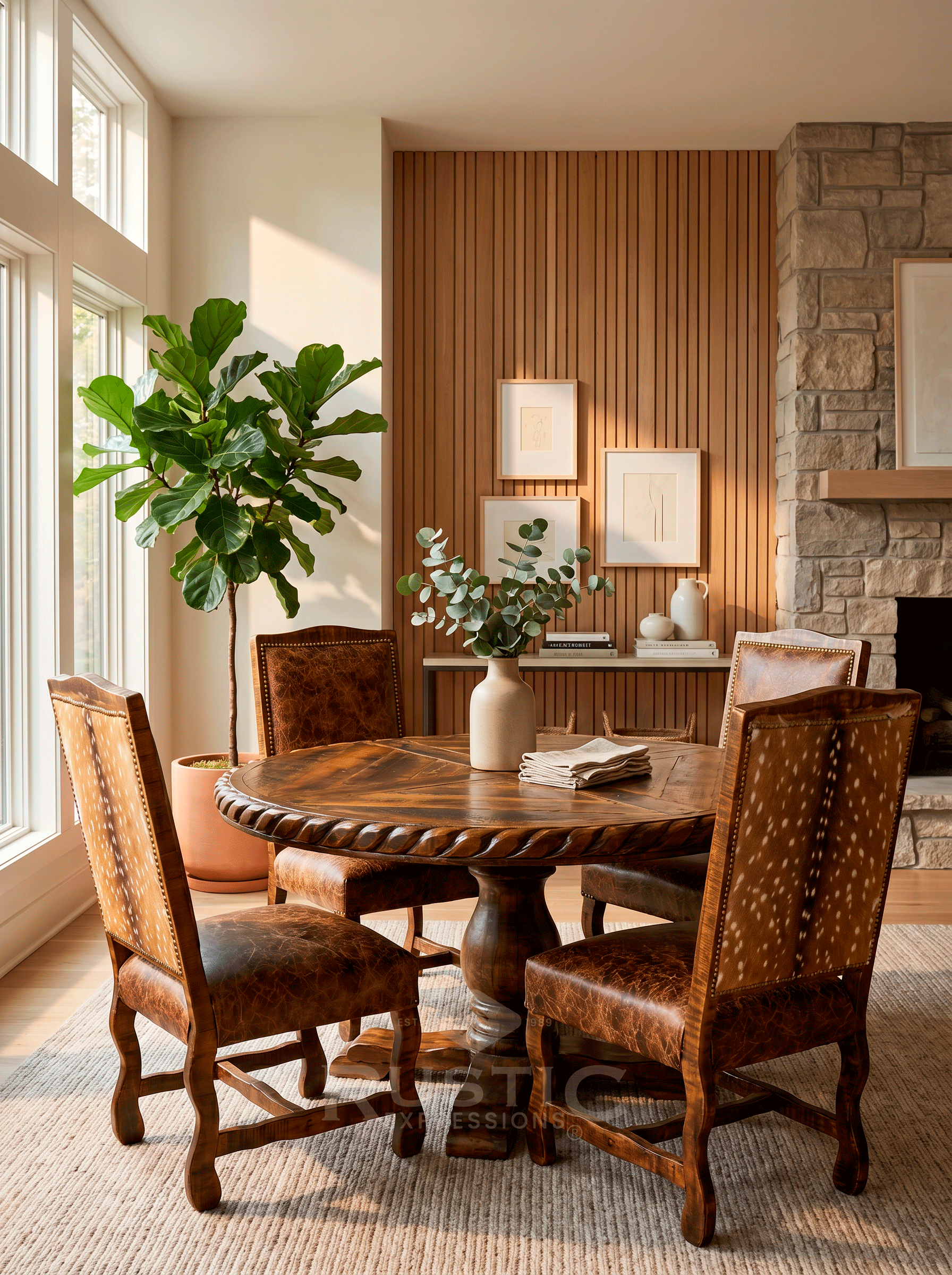 Old Fashion Hacienda Rope Edge Dining Table (7).gif