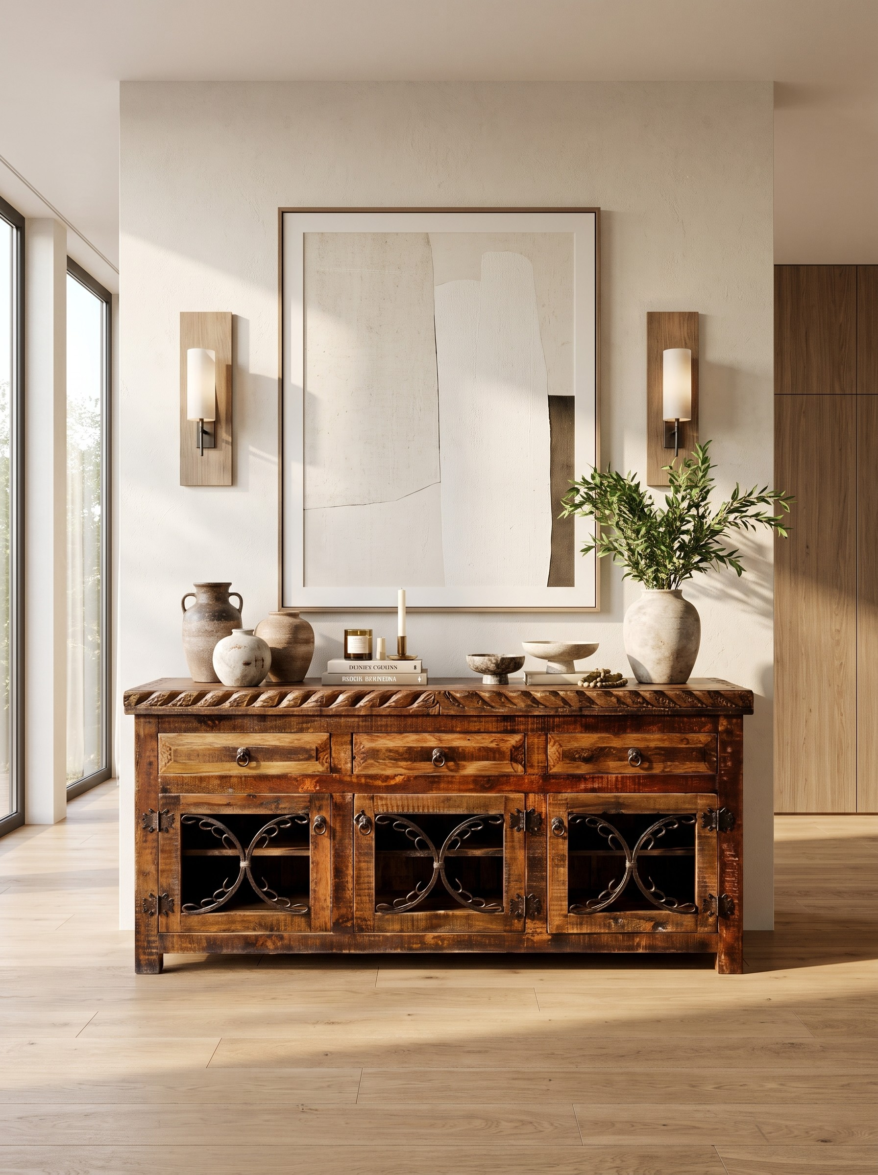 Metal Scroll Buffet With Rope Top1.png