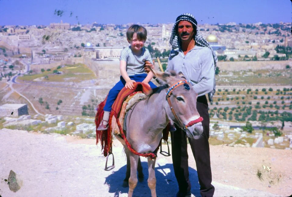 xa26 Jerusalem Mount of Olives David Bradbeer on donkey 05 1969.jpg
