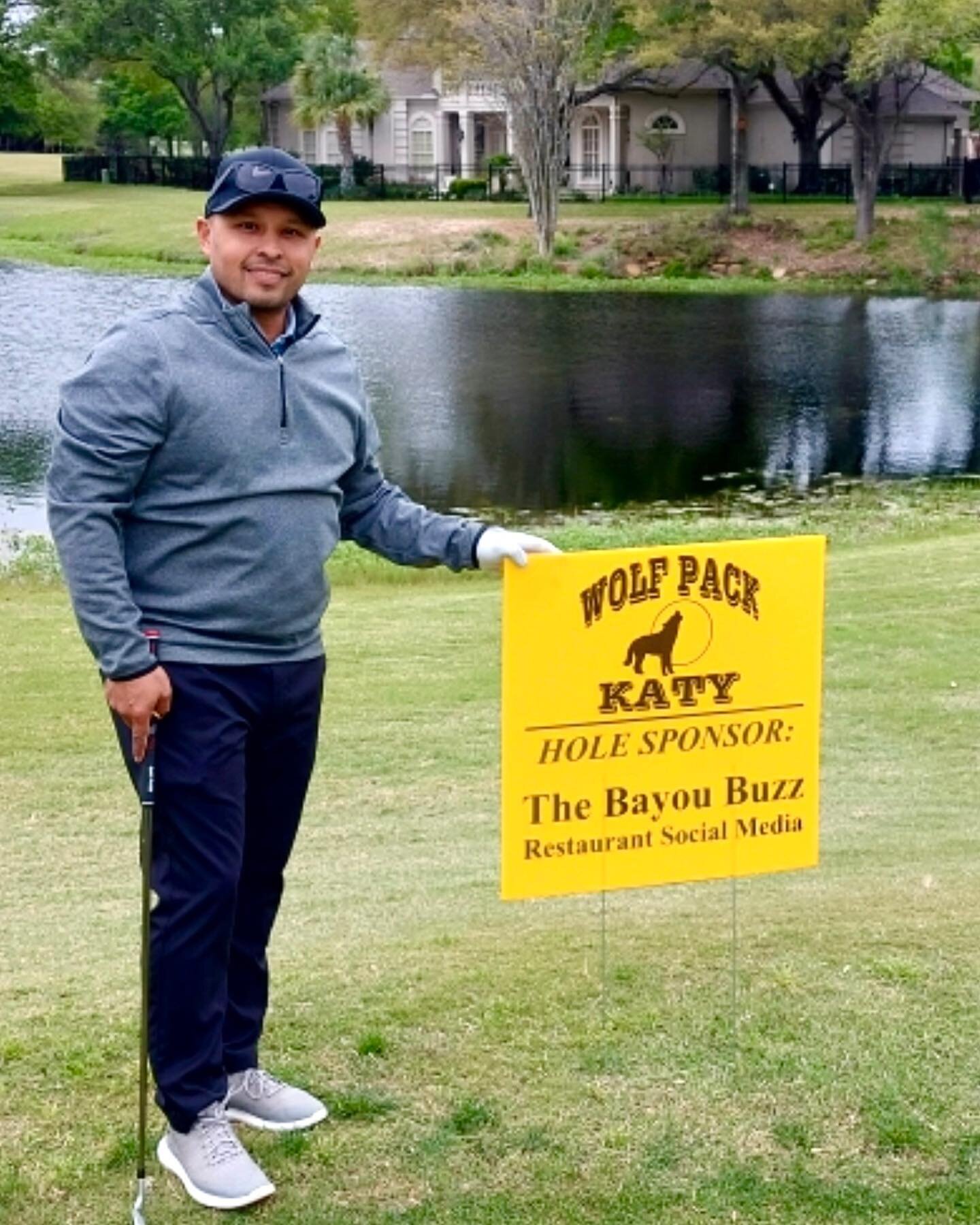 ⛳️ Thank you Katy Wolf Pack for grabbing a picture of our sponsor sign 🪧 in the KWP annual tournament fundraiser! 🥳 

🐺 Katy Wolf Pack is a Special Olympics team for special needs adults to participate in a variety of sports. 🏀⚾️ The organization