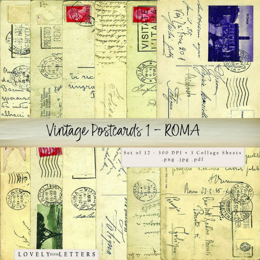 Take a Trip Back in Time with 12 Digital Ephemera Postcards of 1930s Roma  Italy — LOVELY little LETTERS