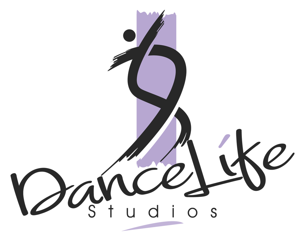 Logo of Dance Like Studios featuring a stylized dancer silhouette over a purple vertical brushstroke with the studio's name.