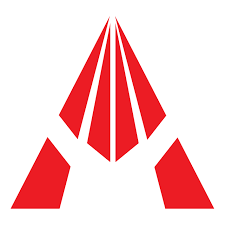 Red geometric logo with a symmetrical design resembling a stylized 'A' or arrow pointing upward.