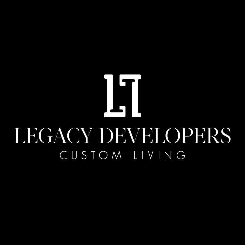 Legacy Developers logo with stylized 'L' and 'T' initials, black background, white text 'Legacy Developers' and 'Custom Living'.