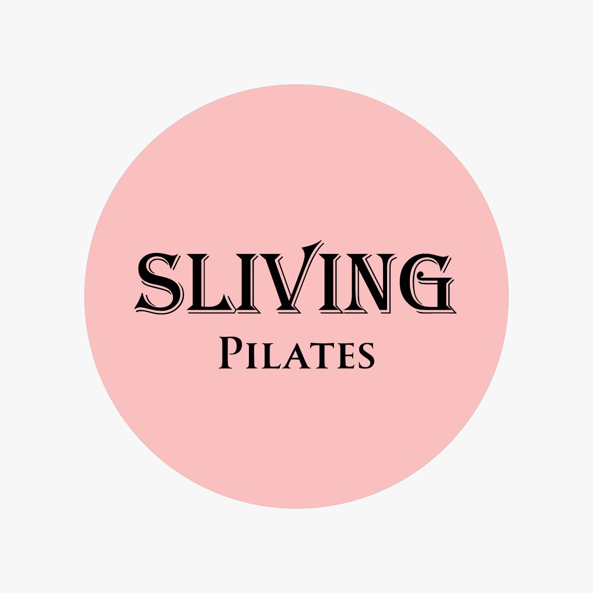 Pink circle with black text reading 'Slinging Pilates.'
