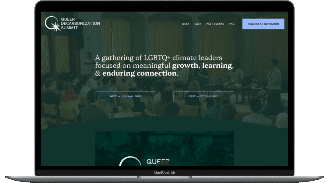 Queer Decarb Summit branding and web design