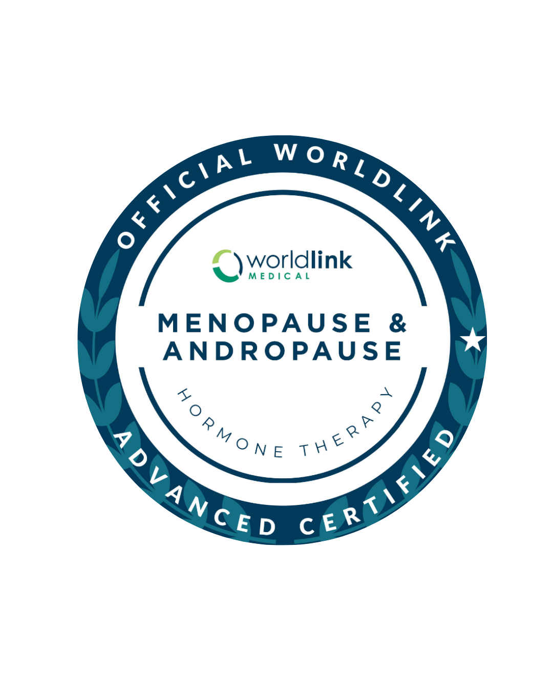 Worldlink Medical Advanced Certified seal for Menopause and Andropause Hormone Therapy.
