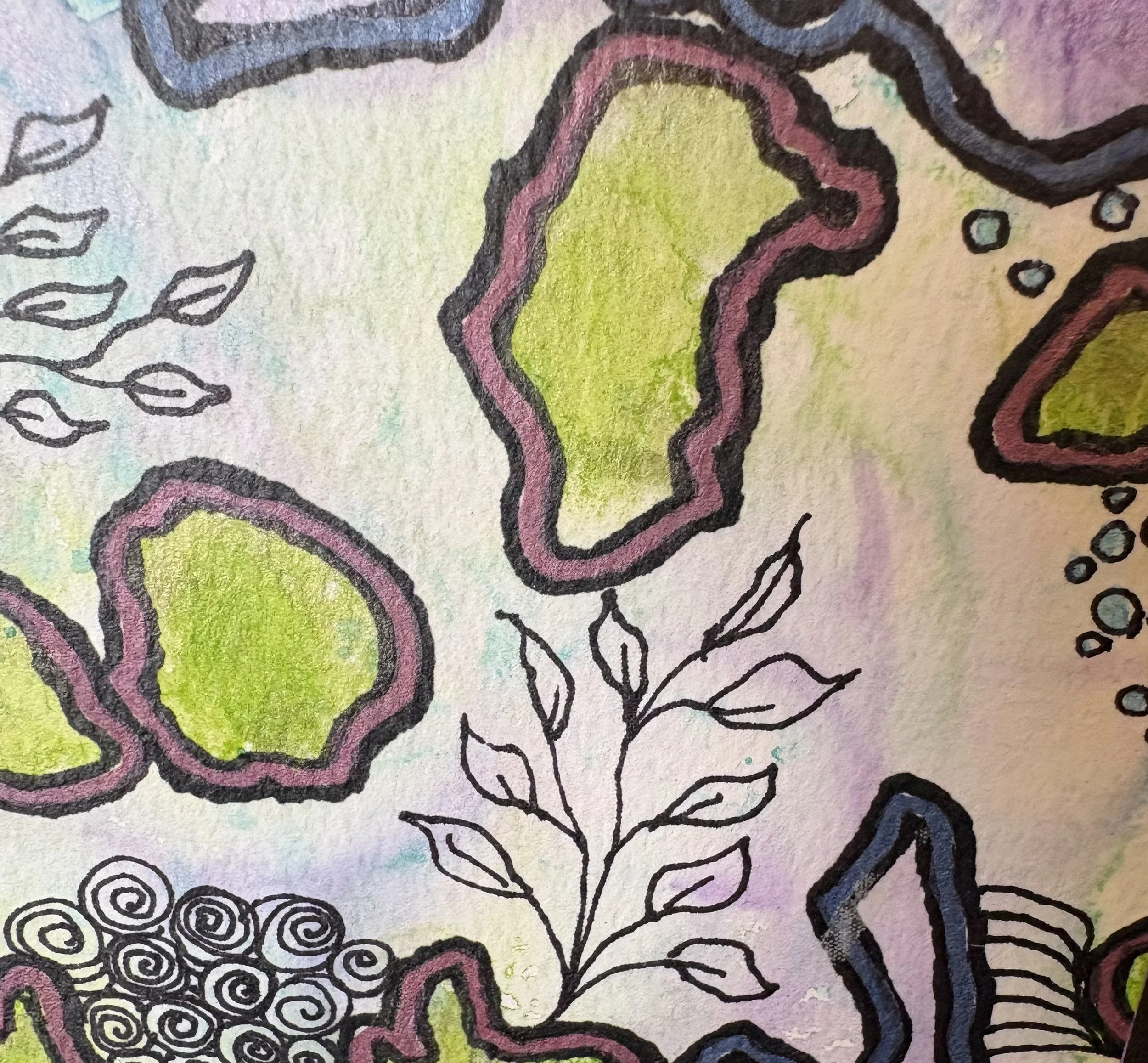 "Purple Rain" watercolor with matching jewelry and note card gift set.