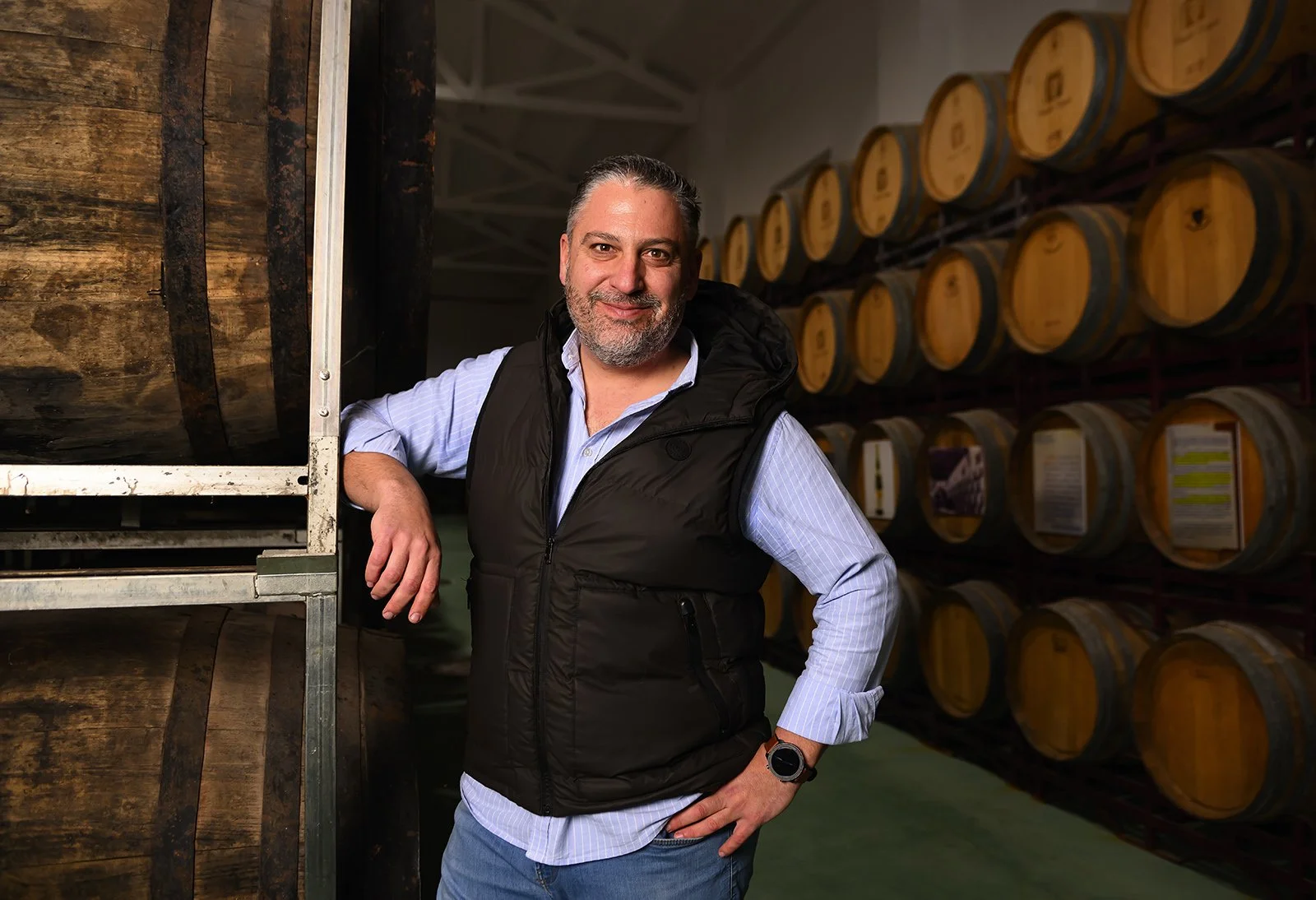 Winemaker Oscar de Iscar at Cuatro Rayas bodega in La Seca, Valladolid. Photograph: Denis Doyle/The Guardian