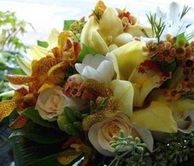 Orchids and freesia