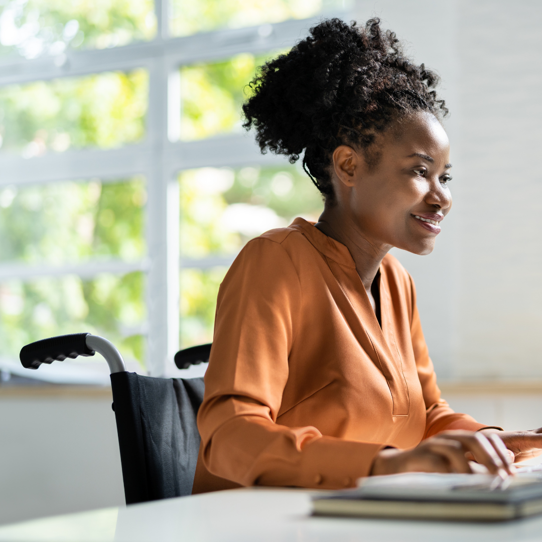 Worker looking at a Case logged in GoodCRM happy to be accessing full case details in one place.