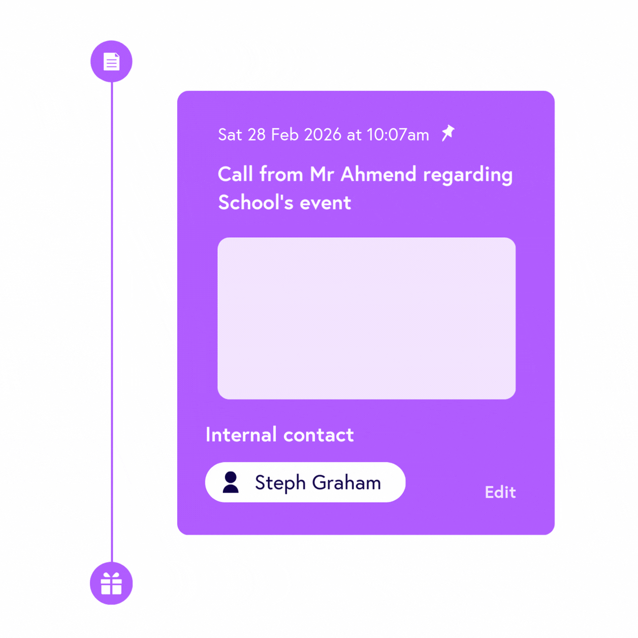 Animation of the notes feature in the GoodCRM software providing an overview of all activity associated with a record