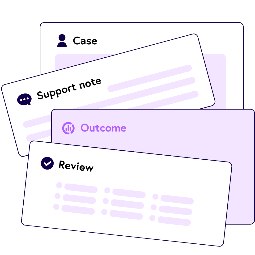 Illustration of the full details of each case being store in one helpful place within the GoodCRM platform