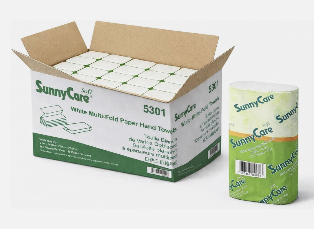 SunnyCare® #5301 Multi-fold Paper Towels White 250Pk;16PkCs ; 4000Case.png