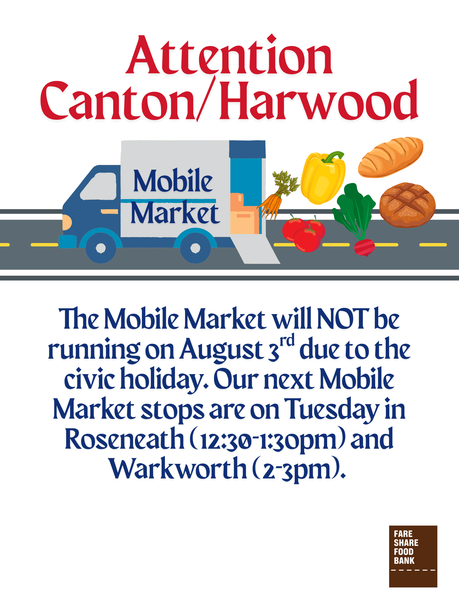 Civic Holiday Mobile Market Cancelled