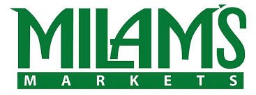 Logo of Milam's Markets with the name in green and white text.