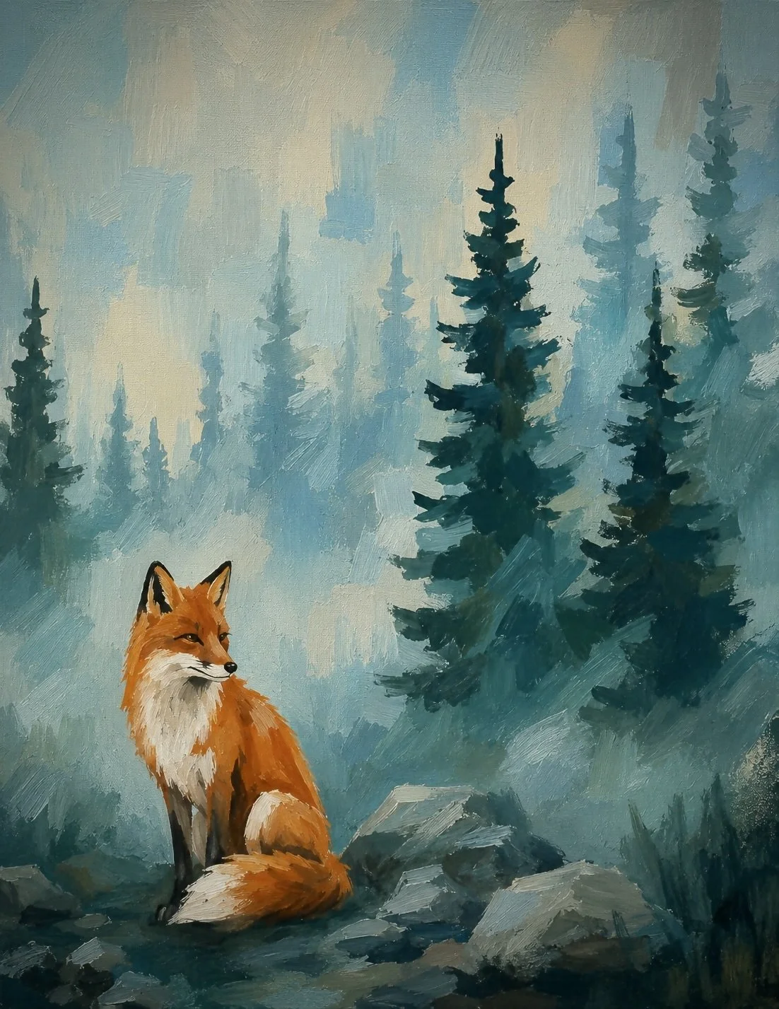 Fox in Misty Pines