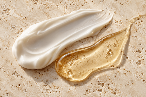 Skincare cream and serum textures